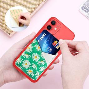 img 2 attached to DaBuBu Phone Card Holder PU Leather 3M Adhesive Stick-On ID Credit Card Wallet Phone Case Pouch Sleeve Pocket Compatible With Most Of Smartphones (Green White Daisy)