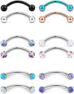 🔸 jenxnjsjo rook piercing jewelry | eyebrow rings | rook earrings | vertical labret lip jewelry | curved barbell eyebrow piercing | eyebrow ring rook | eyebrow jewelry curved barbell 16g logo