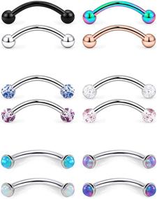 img 4 attached to 🔸 Jenxnjsjo Rook Piercing Jewelry | Eyebrow Rings | Rook Earrings | Vertical Labret Lip Jewelry | Curved Barbell Eyebrow Piercing | Eyebrow Ring Rook | Eyebrow Jewelry Curved Barbell 16g