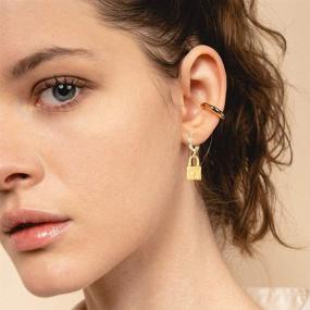 img 1 attached to 💫 Chic Hoop Huggie Earrings Pack: Dainty Gold Plated Charms, Lightning, and Snake Design for Women and Girls - Perfect Jewelry Gifts for Valentine's Day and Mother's Day