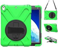 💚 tsq 10.5-inch ipad pro case 2017 with strap - heavy duty shockproof, dropproof & durable rugged protective silicon case with stand, hand & shoulder strap for ipad air 3rd generation 2019 - green logo