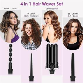 img 2 attached to 🌀 Advanced 4 in 1 Curling Wand Set: LISHIVE Curling Iron Set Hair Wand Curler with Interchangeable Ceramic Barrels, LCD Display & Temp Adjustment - Dual Voltage for All Hair Types