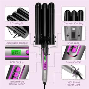 img 1 attached to 🌀 Advanced 4 in 1 Curling Wand Set: LISHIVE Curling Iron Set Hair Wand Curler with Interchangeable Ceramic Barrels, LCD Display & Temp Adjustment - Dual Voltage for All Hair Types