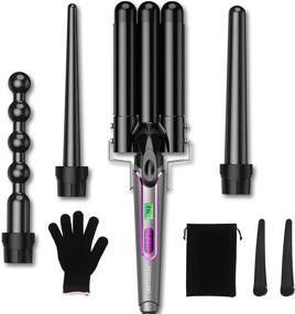 img 4 attached to 🌀 Advanced 4 in 1 Curling Wand Set: LISHIVE Curling Iron Set Hair Wand Curler with Interchangeable Ceramic Barrels, LCD Display & Temp Adjustment - Dual Voltage for All Hair Types