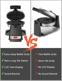 img 1 attached to 🧇 Elechomes Flip Belgian Waffle Maker: 180° Rotating Waffle Iron with LCD Display, Non-Stick Plates, Removable Drip Tray, and Recipes Included