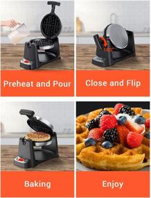 img 2 attached to 🧇 Elechomes Flip Belgian Waffle Maker: 180° Rotating Waffle Iron with LCD Display, Non-Stick Plates, Removable Drip Tray, and Recipes Included