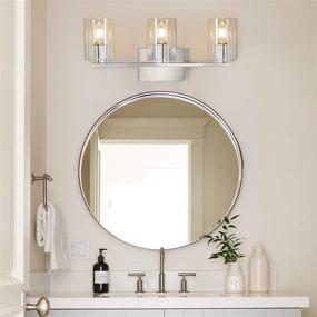 img 3 attached to Enhance Your Space with DRNANLIT 3-Light Vanity Light: Brushed Nickel Bathroom Lighting Fixtures for a Modern Look in Hallway, Kitchen, Bedroom, and Living Room