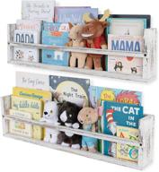 📚 brightmaison polynez floating shelves: wood burnt white wall & book storage for nursery and kids room – set of 2, 30 inch multiuse wall shelf logo