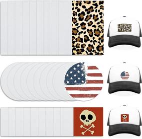 img 4 attached to 🧢 30 Pieces Sublimation Blank Hat Patch Set: 3 Styles, White Burlap with Heat Glue - Ideal for Hats, Shirts, Shoes, Jeans, Bags Supplies