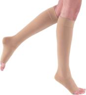 🧦 jobst relief knee high open toe compression stockings, unisex, extra firm legwear for fatigued and overburdened legs, compression class- 15-21 логотип