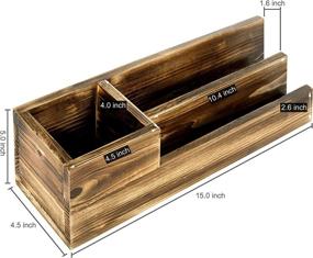 img 1 attached to 📚 MyGift Burnt Wood Desktop Organizer - 3-Compartment Pen Pencil Holder and Mail Sorter | Modern Home Office Decor Accessory