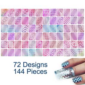 img 4 attached to 💅 TailaiMei 144 Pieces Nail Vinyls Stencil Sticker Set - Create stunning nail art with 72 unique designs!