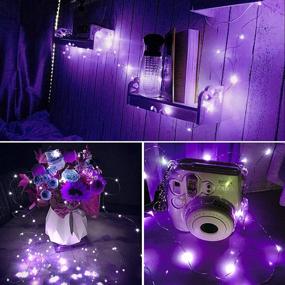 img 1 attached to 🔋 Battery Operated Fairy Lights - Remote Control Twinkle Lights, Waterproof Copper Wire String Lights for DIY Party Bedroom Patio Decor, 2 Sets of 33FT 100 LED Purple Lights