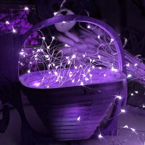 img 2 attached to 🔋 Battery Operated Fairy Lights - Remote Control Twinkle Lights, Waterproof Copper Wire String Lights for DIY Party Bedroom Patio Decor, 2 Sets of 33FT 100 LED Purple Lights
