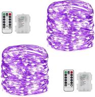 🔋 battery operated fairy lights - remote control twinkle lights, waterproof copper wire string lights for diy party bedroom patio decor, 2 sets of 33ft 100 led purple lights логотип