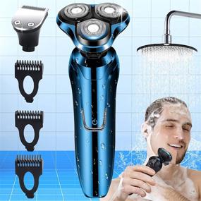 img 4 attached to Men's Electric Razor - 4in1 Waterproof Rotary Shaver for Dry & Wet Shaving, Cordless Face Shaver with USB Rechargeability - Ideal Travel Gift for Dad or Husband
