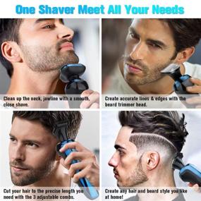 img 3 attached to Men's Electric Razor - 4in1 Waterproof Rotary Shaver for Dry & Wet Shaving, Cordless Face Shaver with USB Rechargeability - Ideal Travel Gift for Dad or Husband