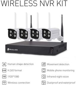 img 1 attached to 📷 Система видеонаблюдения Azmuth: беспроводной доступ к WiFi-маршрутизатору с 4 шт. IP-камерами водонепроницаемыми и обнаружением человека