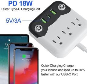 img 1 attached to 🔌 6 FT Long Cord Power Strip with USB C, 3 Outlets & 3 USB Ports, Flat Plug Extension Cord, Wall Mount Power Strip for Cruise Ship, Home, Office - Ideal for Travel and Desktop Use