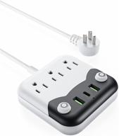 🔌 6 ft long cord power strip with usb c, 3 outlets & 3 usb ports, flat plug extension cord, wall mount power strip for cruise ship, home, office - ideal for travel and desktop use logo