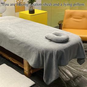 img 2 attached to 🛌 Gray Ranmeng Beauty Bedsheet: Professional Massage Linens, Soft Spa Sheet, Salon Table Cover with Hole and Face Pillow