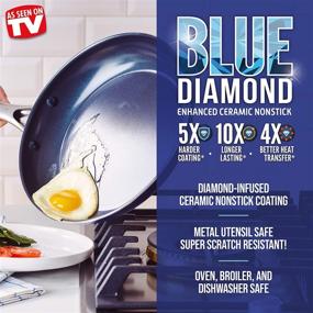 img 3 attached to 🔷 Efficient and Durable 10-Piece Blue Diamond Cookware Set: Diamond-Infused Ceramic Nonstick Pots and Pans