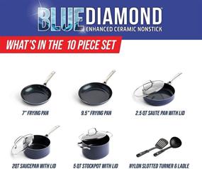 img 2 attached to 🔷 Efficient and Durable 10-Piece Blue Diamond Cookware Set: Diamond-Infused Ceramic Nonstick Pots and Pans