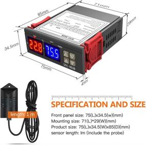 img 1 attached to 🌡️ High-Performance Digital AC Temperature Humidity Controller: Aideepen STC-3028 AC110-220V Thermostat Controller with AM2120 Waterproof Sensor