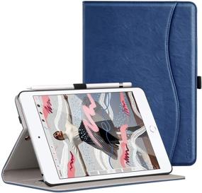 img 4 attached to 🔵 Ztotop iPad Mini 5 Case: Protective Leather Folio Stand with Multi-Angle Viewing and Card Pocket - Navy Blue