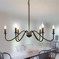 🔥 stunning 6-light black farmhouse chandelier: industrial modern metal lighting fixture for kitchen island, dining room, living room, bedroom - large size 34.65 inches (880cm) logo