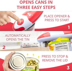 img 3 attached to 🍴 Kitchen Mama Electric Can Opener: Effortless One-Button Can Opening - Safe, Battery Operated Handheld Opener with No Sharp Edges (Red)