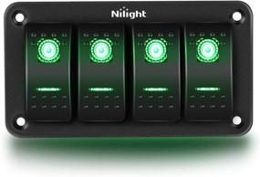 img 4 attached to Nilight 4 Gang Rocker Switch Panel 5Pin On/Off Toggle Switch Aluminum Holder 12V 24V Dash Pre-Wired Green Backlit Switches for Automotive, Marine, Boats, RVs, Trucks – 2 Year Warranty