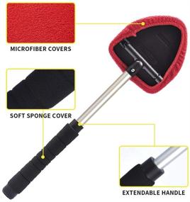 img 2 attached to 🚗 AutoEC Extendable Handle Windshield Cleaner Brush Kit - 4 Pack Washable Pads for Wet and Dry Use