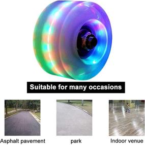 img 2 attached to 🌈 ILMU Outdoor Light Up LED Roller Skate Wheels - Quad Rainbow Rollerskate Parts Tool Wheels, 4 Pack 32mmX58mm + 8 Pack 608 Bearing + 4 Pack Core