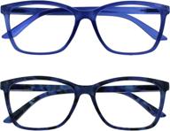 👓 the reading glasses company bright blue & tortoiseshell readers - 2 pack large mens spring hinges rr51-33t +3.50 logo