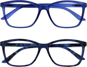 img 4 attached to 👓 The Reading Glasses Company Bright Blue & Tortoiseshell Readers - 2 Pack Large Mens Spring Hinges RR51-33T +3.50