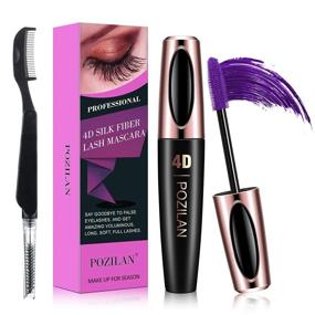 img 4 attached to 👁️ Enhance Your Eyes with POZILAN 4D Silk Fiber Lash Mascara - Waterproof Purple with Folding Eyelash Comb Brush for Lengthening, Volumizing, and Long-Lasting Natural Eye Makeup - Buy Now!