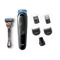 🧔 braun mgk5045 all-in-one manscaping trimmer and hair clipper with 7 functions, 13 length settings, 4 combs, detail trimmer attachment, black/blue logo