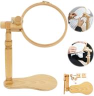 🪡 adjustable size embroidery stand - natural beech wooden cross stitch hoop holder with 360 degree rotation - upgraded version for art craft, sewing decorations, and handy hoops logo