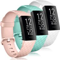 📿 [3 pack] silicone bands for fitbit charge 4 & charge 3 - compatible wristbands for women men - replacement fitness sport band (small size for 5.5&#34; - 7.1&#34; wrist) - pink, mine green, white logo