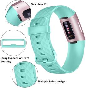 img 2 attached to 📿 [3 Pack] Silicone Bands for Fitbit Charge 4 & Charge 3 - Compatible Wristbands for Women Men - Replacement Fitness Sport Band (Small Size for 5.5&#34; - 7.1&#34; Wrist) - Pink, Mine Green, White