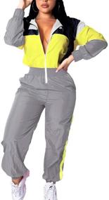 img 4 attached to Stylish and Comfortable: EOSIEDUR Women's Pullover Hoodies Jumpsuit Zipper Jacket Windbreaker Elastic Waistband Pants One Piece Tracksuit Set