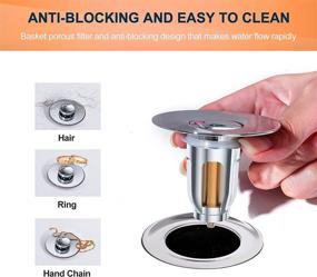 img 1 attached to 🚽 Enhance Your Bathroom Experience with the SINKY8 Universal Bathroom Sink Stopper - Anti Clogging Pop Up Drain Stopper and Filter Basket for 1.08~1.96'' Drain Hole