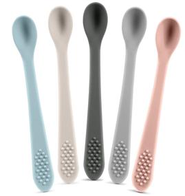 img 4 attached to 🍼 Top-Rated 5-Pack: Best First Stage Baby Infant Spoons, Soft Silicone Training Spoon Gift Set for Boys/Girls