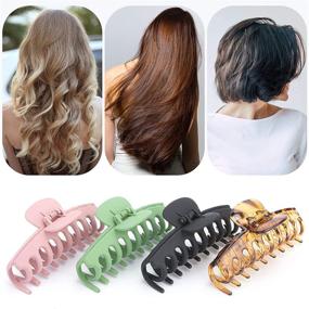 img 3 attached to 🎀 Set of 4 Large Non-Slip Hair Claw Clips with Matte Finish - Strong Hold Hair Clamps for Thin/Thick Hair, Perfect Styling Accessories for Women and Girls