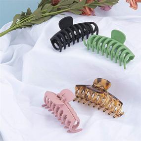 img 2 attached to 🎀 Set of 4 Large Non-Slip Hair Claw Clips with Matte Finish - Strong Hold Hair Clamps for Thin/Thick Hair, Perfect Styling Accessories for Women and Girls