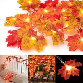 img 4 attached to Vibrant Maple Leaf String Lights: Twinkle & Hang for Stunning Indoor/Outdoor Halloween, Thanksgiving, Christmas Party Décor - 20 Gradient Colored Lights