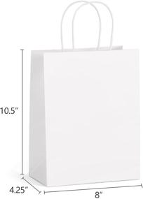 img 3 attached to 🛍️ Eupako White Paper Gift Bags with Handles Bulk - 100 PCS, 8x4.25x10.5" - Ideal Kraft Shopping Bags, Party Favor Bags, and Merchandise Bags