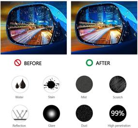 img 2 attached to 🚗 Enhance Visibility and Safety: 8 Pieces Car Rearview Mirror Film - Anti Fog, Glare, Rainproof, Waterproof, HD Clear Nano Coating - Ultimate Protective Film Sticker for Car Rear View Mirrors and Side Windows