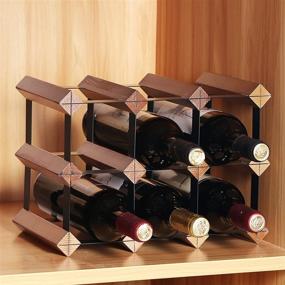 img 2 attached to 🍷 Stylish Wood Countertop Wine Rack for 9 Bottles: Unassembled, with Easy Storage – Ideal for Home Décor, Kitchen, Bar, Wine Cellar, Cabinet, and Pantry!